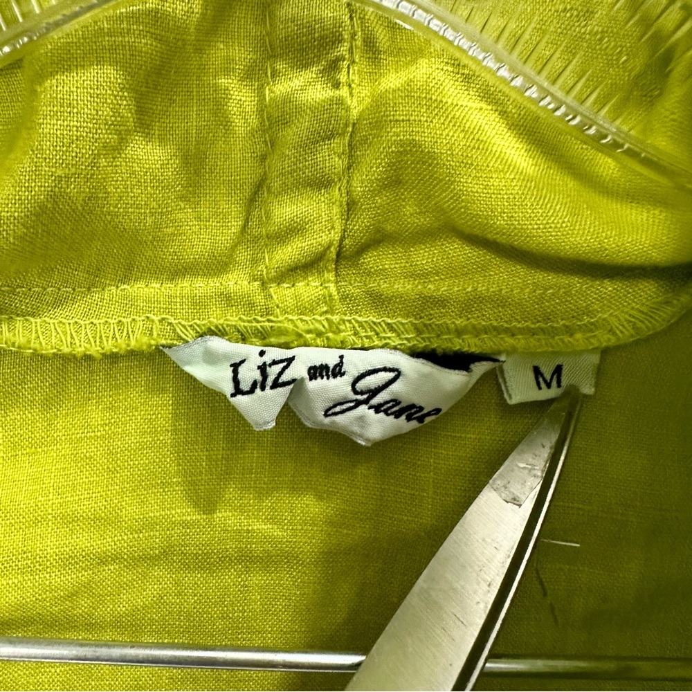 Liz and Jane Linen Lagenlook Chartreuse Hooded top medium - Picture 4 of 6